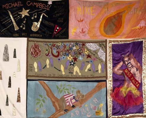 Various Makers (Australia) Section of Quilt Block Number 7  late 1980’s Mixed media On loan from SAMESH/Thorne Harbour Health