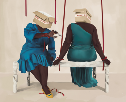 Aqua Dresses, Artist: Charlene Komuntale