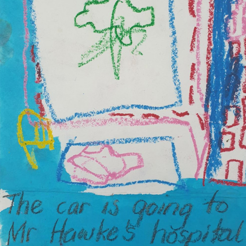 Image: Drawing from the Bob Hawke Collection by Kindergarten B at Pendle Hill Public School, June 1990.