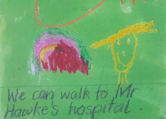 Image: Drawing from the Bob Hawke Collection by Kindergarten B at Pendle Hill Public School, June 1990.