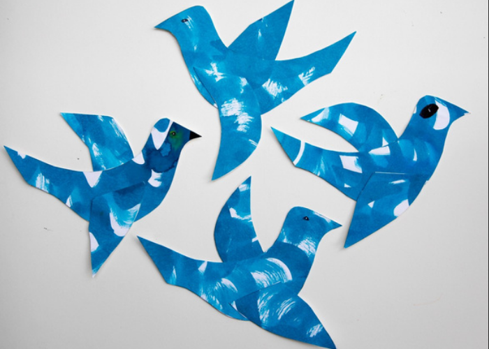 Birds. Created for the exhibition to represent an uplifting sense of freedom and taking flight